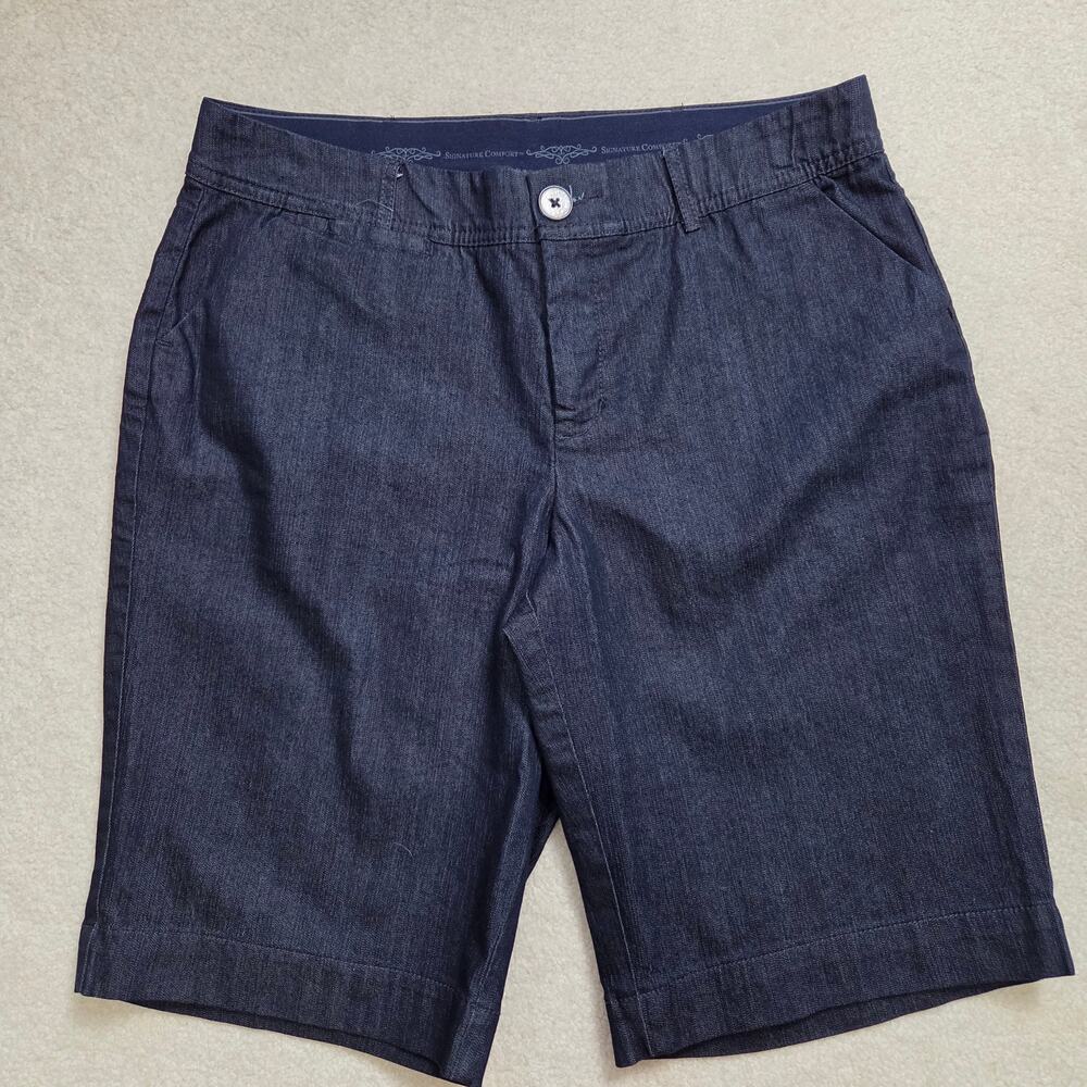 NWT CJ Banks 14W Signature Comfort Denim Bermuda Shorts Dark Blue
